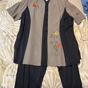 Floral Embroidered Two-Piece Set